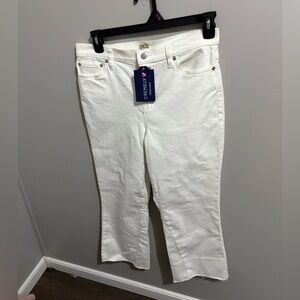 Daniel Cremieux white Women's Flare Jeans frayed hem size 14 waist 34” inseam 26